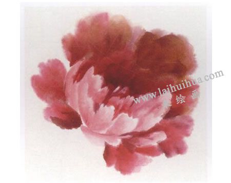 粉色牡丹花畫法步驟圖示05