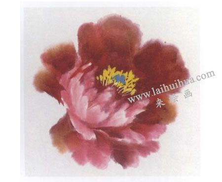 粉色牡丹花畫法步驟圖示06