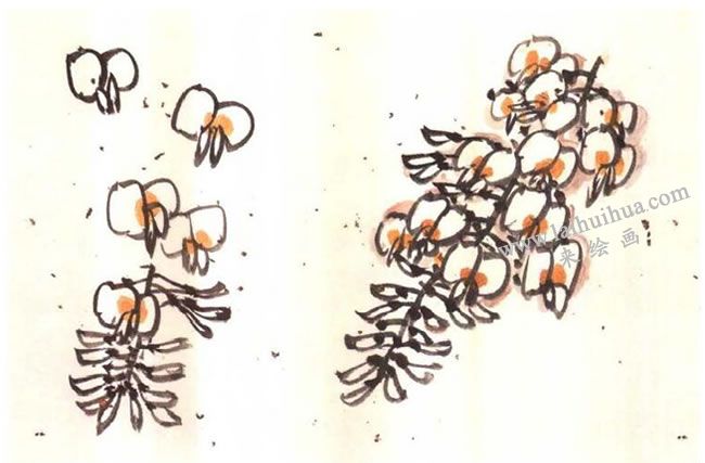 銀藤（白色）畫法，勾線法