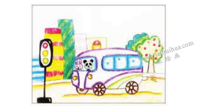 公共汽車蠟筆畫法步驟圖示05