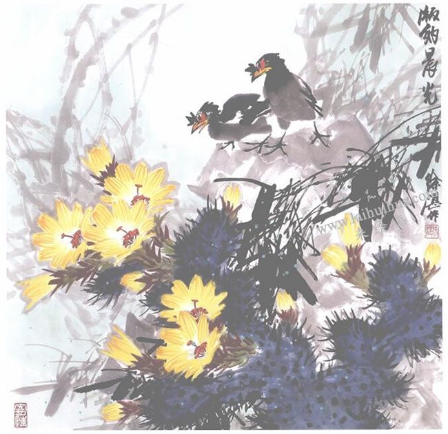 仙人掌國畫畫法作品范例02