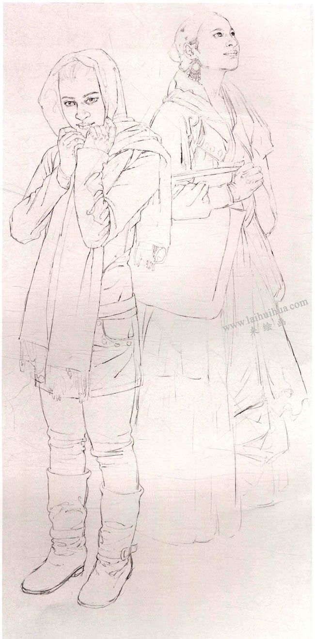 人物畫(huà)《春風(fēng)帶著海棠吹來(lái)》創(chuàng)作步驟圖示01