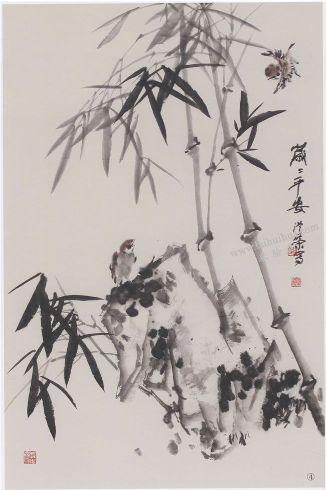 中國畫墨竹《歲歲平安》畫法步驟04