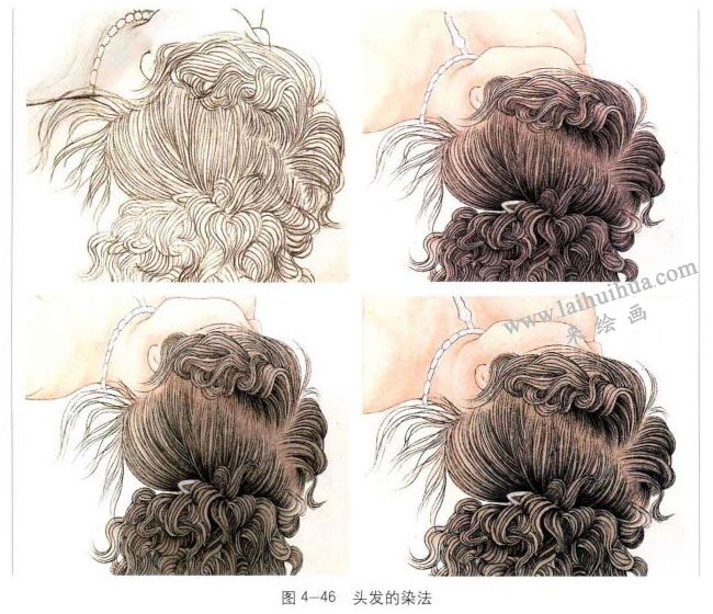 頭發(fā)的染法，工筆人物畫