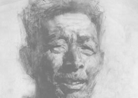 戎國(guó)輝《石塘漁夫》素描作品