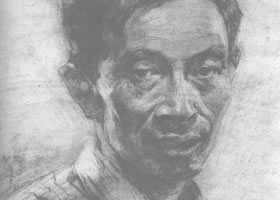 戎國(guó)輝《老師傅》素描作品