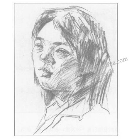 女性人物頭像速寫步驟03