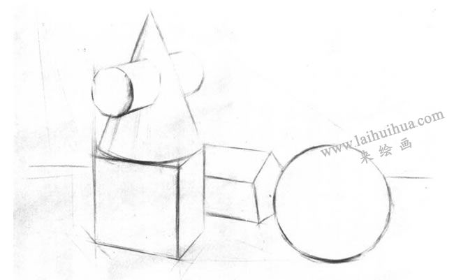 幾何形體素描寫生步驟01