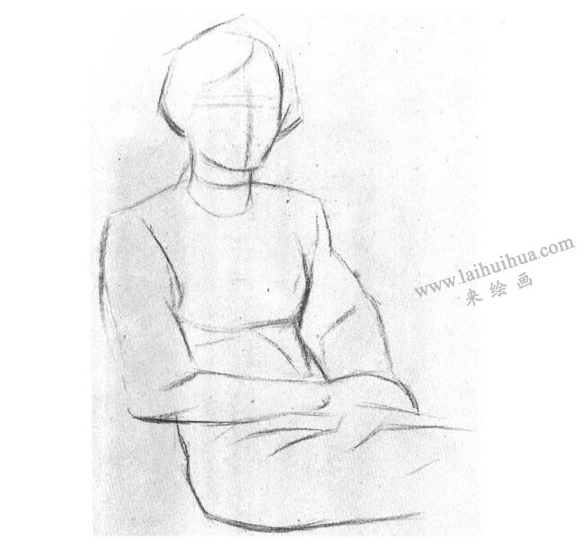 半身肖像素描寫生步驟02
