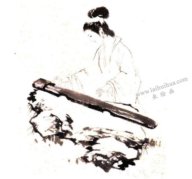 《撫琴圖》步驟圖04