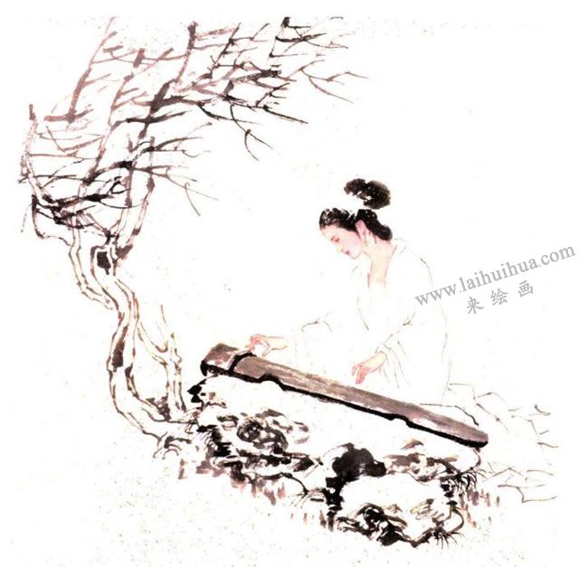 《撫琴圖》步驟圖06