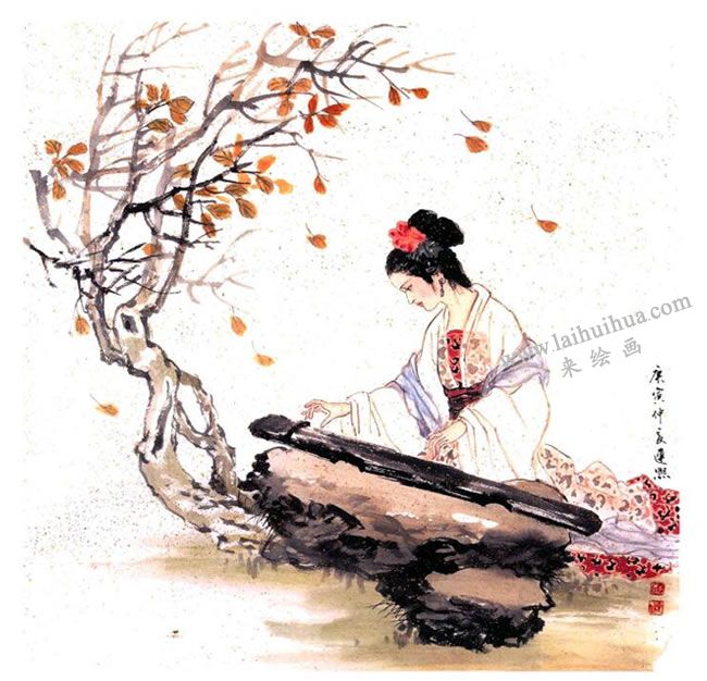 《撫琴圖》步驟圖07