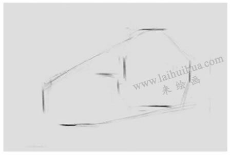 兩個(gè)幾何形體組合（四棱錐和長方體）素描步驟圖示01