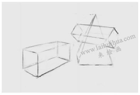 兩個(gè)幾何形體組合（四棱錐和長方體）素描步驟圖示03