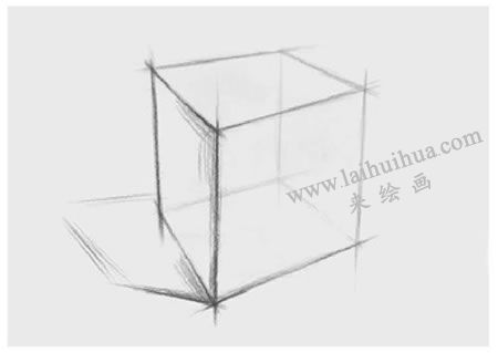 正方體素描的畫法塑造步驟02