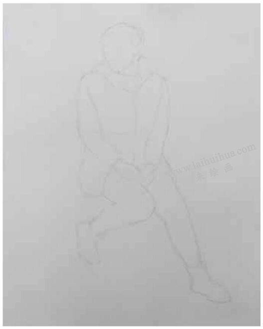 靜態(tài)坐姿女青年高分線描速寫步驟圖解02