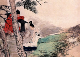 任伯年《松下聞簫》作品