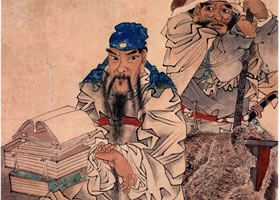 任伯年《關公讀書圖》作品