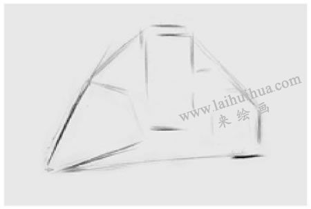 三個(gè)幾何形體組合（圓錐穿插體、長(zhǎng)方體和圓柱體）素描步驟圖示01