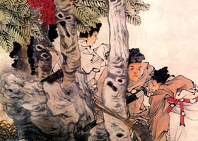 任伯年《樹陰觀刀圖》