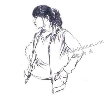 女性站姿速寫步驟02