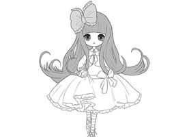長發(fā)飄飄女孩Q版美少女繪制步驟