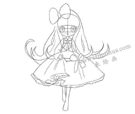長發(fā)飄飄女孩Q版美少女繪制步驟02