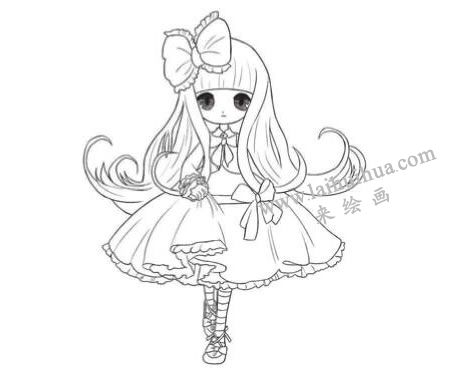 長發(fā)飄飄女孩Q版美少女繪制步驟03