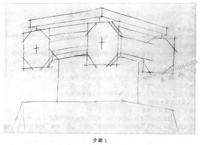 素描石膏柱頭寫生步驟01