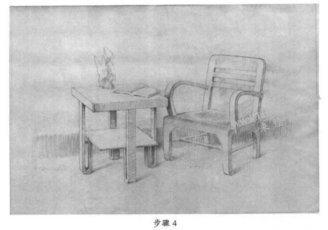 素描茶幾、沙發(fā)組合寫生步驟04