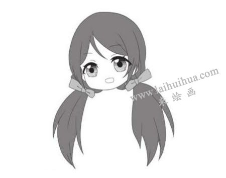 漂亮少女Q版美少女頭部繪制步驟03