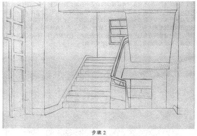 素描樓梯間寫生步驟02