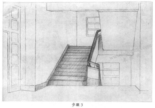 素描樓梯間寫生步驟03