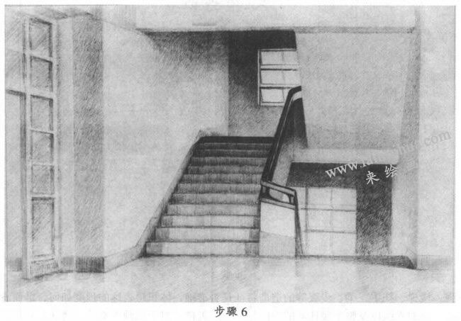 素描樓梯間寫生步驟06