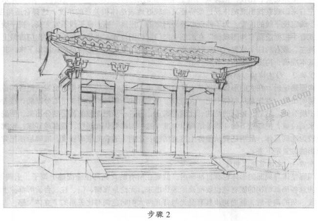 素描門廊寫生步驟02