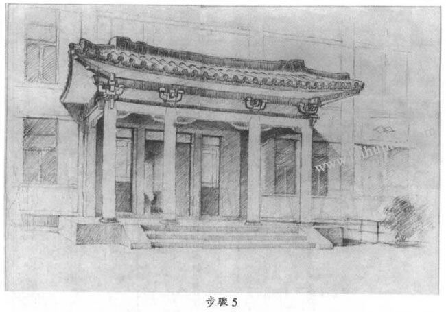 素描門廊寫生步驟05