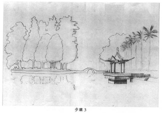 素描西湖風(fēng)景寫生步驟03