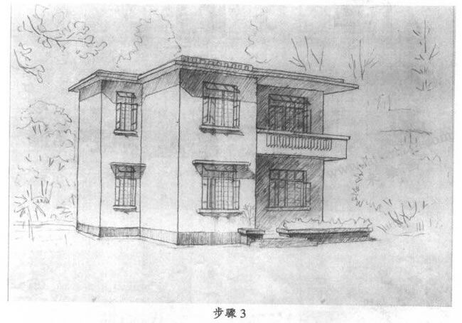 素描住宅建筑寫(xiě)生步驟03