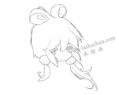 干練少女Q版美少女頭部繪制步驟02
