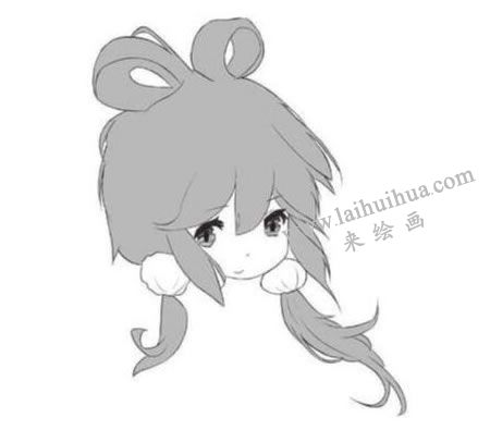 干練少女Q版美少女頭部繪制步驟03