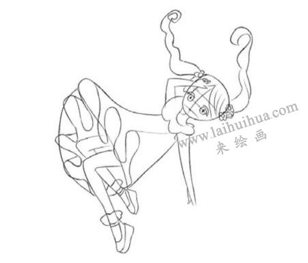 躺著的少女Q版人物的繪制步驟02