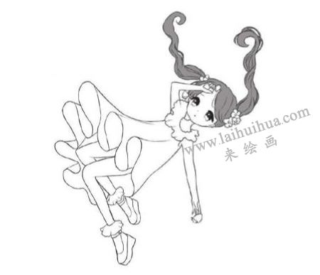 躺著的少女Q版人物的繪制步驟03