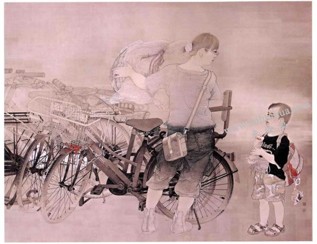羅寒蕾工筆人物畫《別遲到》創(chuàng)作步驟圖05