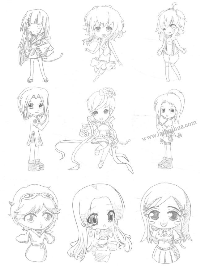 御姐型Q版美少女素描大圖01