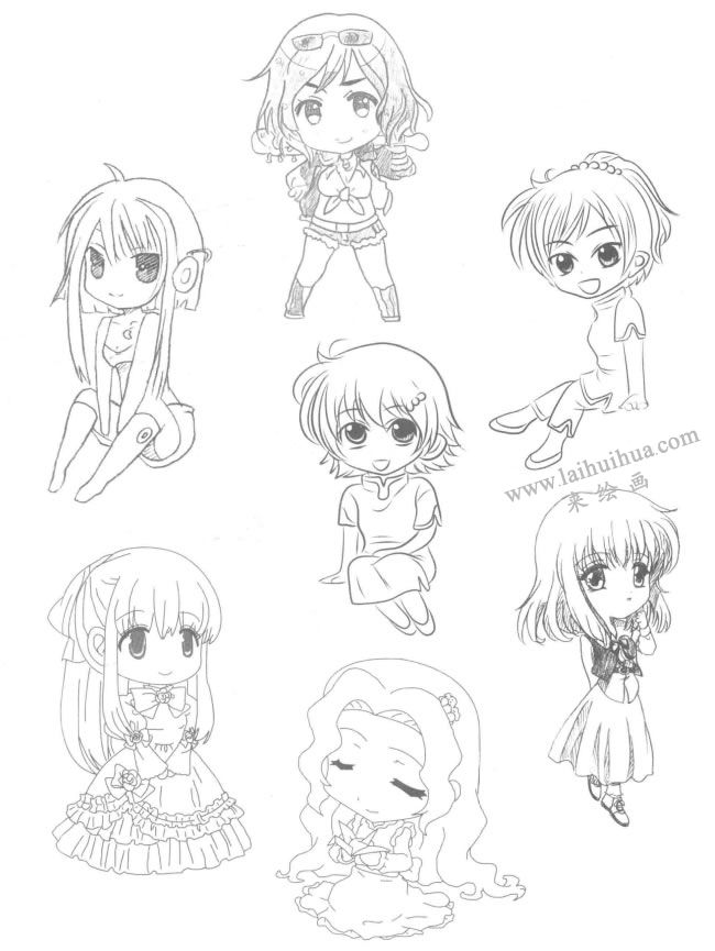 御姐型Q版美少女素描大圖02