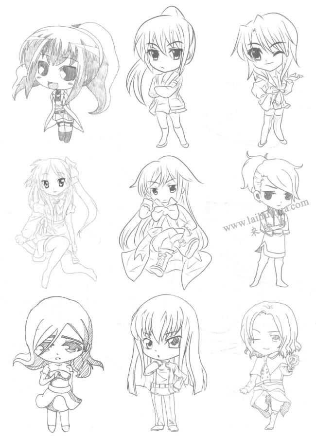 御姐型Q版美少女素描大圖03