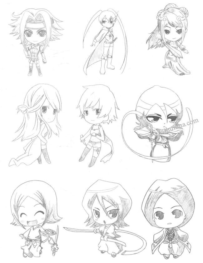 戰(zhàn)姬型Q版美少女素描大圖01