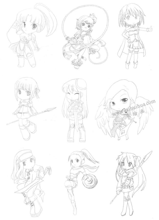 戰(zhàn)姬型Q版美少女素描大圖03