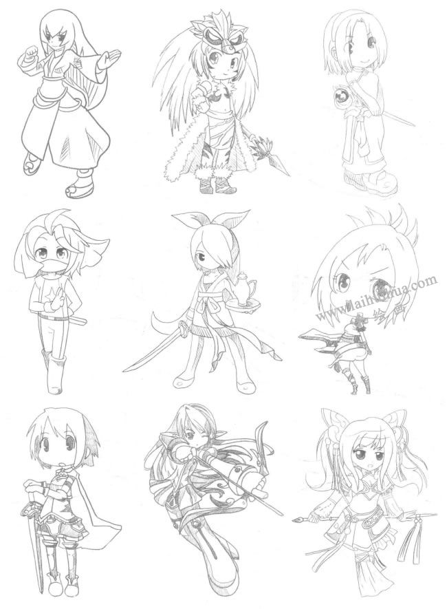 戰(zhàn)姬型Q版美少女素描大圖04