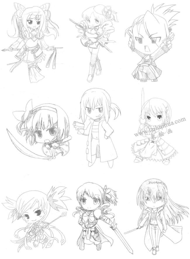戰(zhàn)姬型Q版美少女素描大圖05